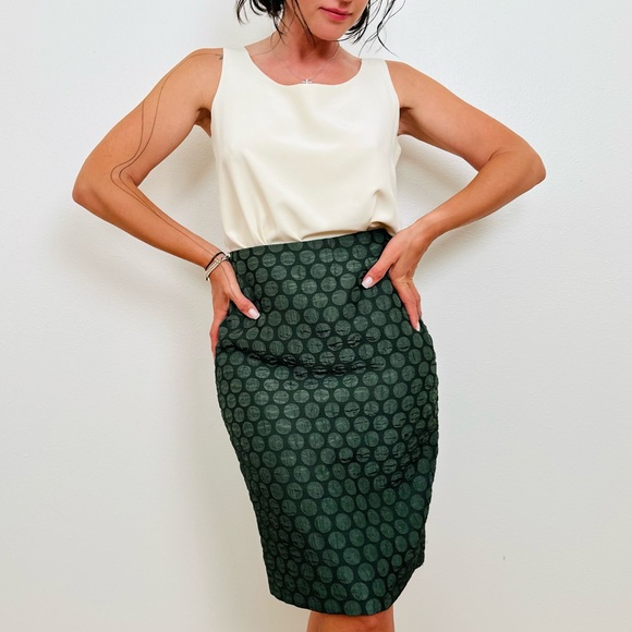 Anthropologie Maeve Jacquard Polka Dot Tailored Pencil Skirt - Picture 3 of 9